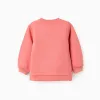 Brushed Sweatshirt with Print for Newborn Girls 'Shapes', Coral
