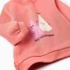 Brushed Sweatshirt with Print for Newborn Girls 'Shapes', Coral