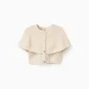Knitted cardigan with cape sleeves and lurex for baby girls, beige