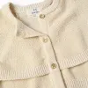 Knitted cardigan with cape sleeves and lurex for baby girls, beige