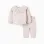 Knitted jumper with ruffled collar + trousers for newborn girls, beige