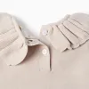 Knitted jumper with ruffled collar + trousers for newborn girls, beige