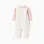 Long sleeve bodysuit + jumpsuit with motif for newborn girls, pink/white