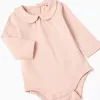 Long sleeve bodysuit + jumpsuit with motif for newborn girls, pink/white