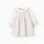 Long sleeve cotton dress with Vichy for newborn girls, white/beige
