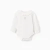 Long sleeve bodysuit with rainbow print for newborn girls, white