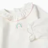 Long sleeve bodysuit with rainbow print for newborn girls, white