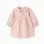 Long puffy sleeve cotton dress with print for newborn girls, pink