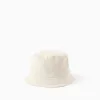 Bucket hat with linen for babies and children, light beige