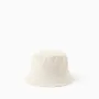Bucket hat with linen for babies and children, light beige