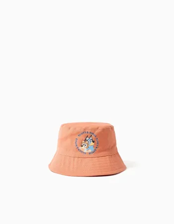 Twill bucket hat with Bluey print for babies and children, orange