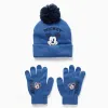 Knitted Disney beanie and gloves with Mickey mouse for boys, blue