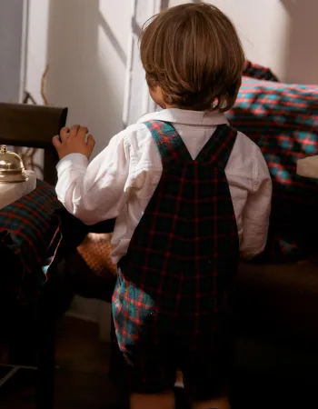Shirt + checked dungarees You&Me for baby boys, green/blue/red