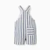 Striped cotton and linen dungarees You&Me for baby boys, white/blue