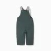 Cotton dungarees with pockets for newborn and baby boys, dark green