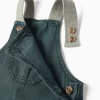 Cotton dungarees with pockets for newborn and baby boys, dark green
