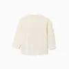 Long sleeve T-shirt with printed horses for baby boys, light beige