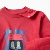 Long sleeve cotton T-shirt with 3D house print for baby boys, red