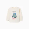 Long sleeve cotton T-shirt with 3D tree print for baby boys, white