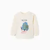 Long sleeve cotton T-shirt with 3D tree print for baby boys, white
