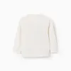 Long sleeve cotton T-shirt with Mickey print for baby boys, white
