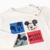 Long sleeve cotton T-shirt with Mickey print for baby boys, white