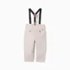 Twill Trousers with Removable Braces for Baby Boys, Beige