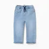 Slim fit denim joggers with drawstring for baby boys, light blue