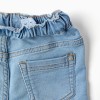 Slim fit denim joggers with drawstring for baby boys, light blue