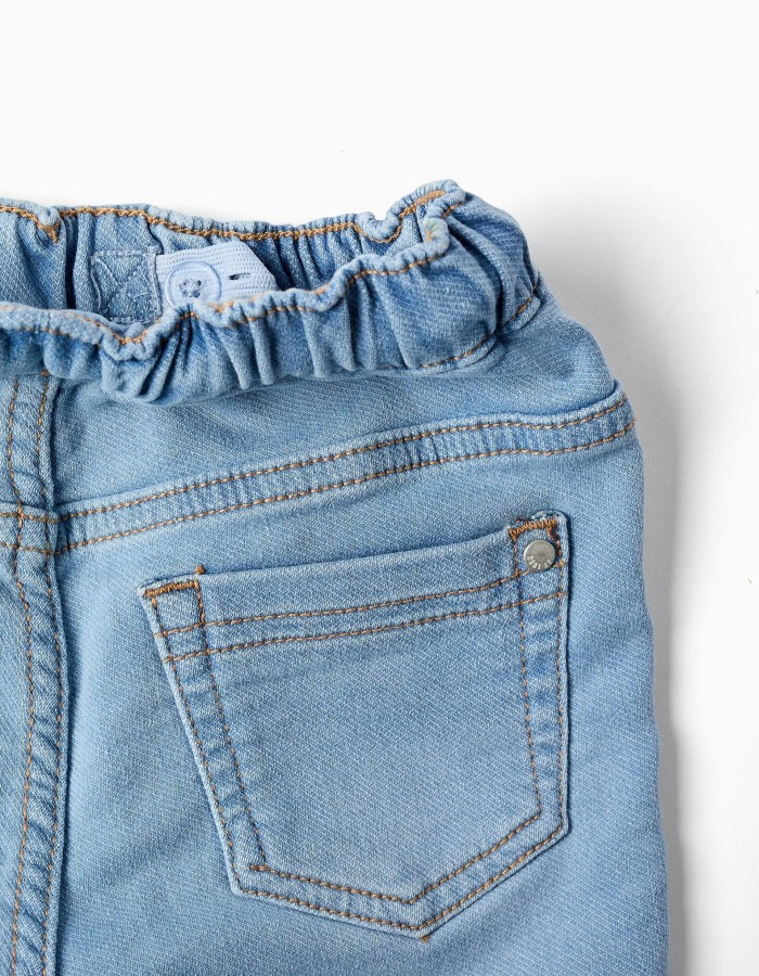 Slim fit denim joggers with drawstring for baby boys, light blue