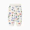 Brushed joggers with a colourful motif for baby boys, multicolour
