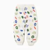 Brushed joggers with a colourful motif for baby boys, multicolour