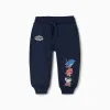 Cotton joggers with Super Friends for babies and boys, navy blue