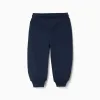Cotton joggers with Super Friends for babies and boys, navy blue