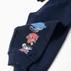 Cotton joggers with Super Friends for babies and boys, navy blue