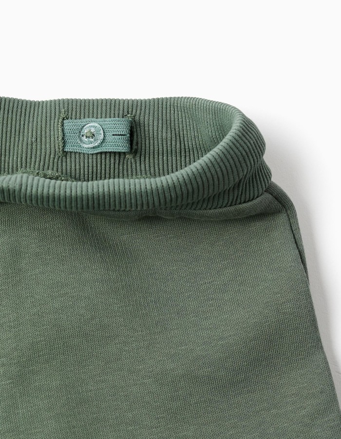 Brushed joggers with cargo pockets and print for baby boys, green