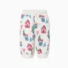 Brushed joggers with house and tree print for baby boys, white