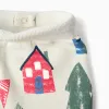 Brushed joggers with house and tree print for baby boys, white