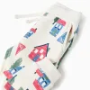 Brushed joggers with house and tree print for baby boys, white