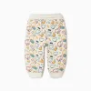 Brushed fleece joggers with colourful print for baby boys, white