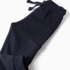 Brushed fleece joggers with cargo pockets for baby boys, navy blue