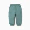 Brushed fleece joggers with cargo pockets for baby boys, blue-green
