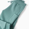 Brushed fleece joggers with cargo pockets for baby boys, blue-green