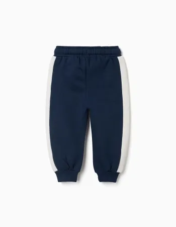 Brushed joggers with Mickey print for babies and boys, navy blue/white