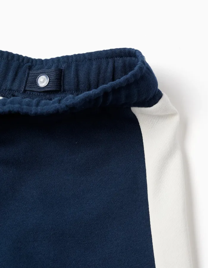 Brushed joggers with Mickey print for babies and boys, navy blue/white