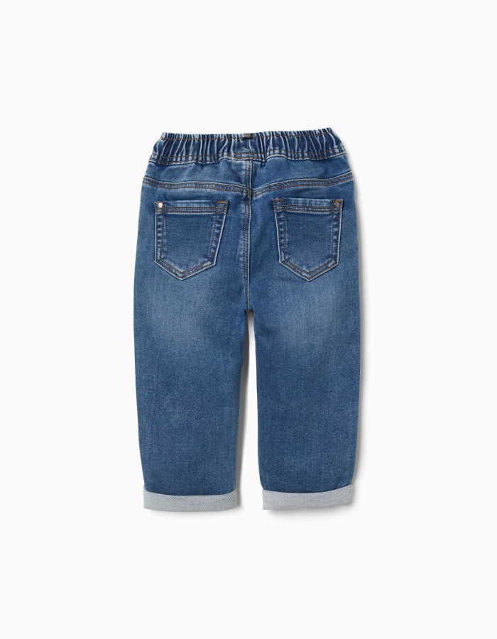 Pull-on jeans with drawstring for baby boys, blue
