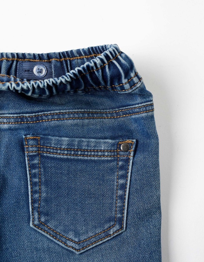 Pull-on jeans with drawstring for baby boys, blue