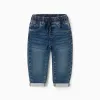 Baby boys' pull-on jeans with drawstring, dark blue