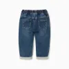 Baby boys' pull-on jeans with drawstring, dark blue