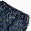Baby boys' pull-on jeans with drawstring, dark blue
